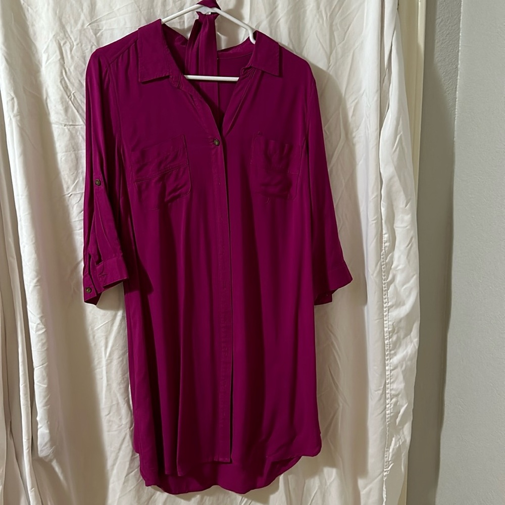 Button down dress with belt, medium